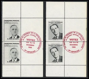 Politische Vignetten "Präsidentschaftswahl Frankreich 1965 de Gaulle - Mitterrand - Bild 1 von 1