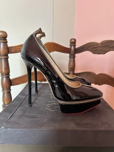 Agent Provocateur By Charlotte Olympia RARE Bellatrix Patent Black Heels UK6 39 - Picture 1 of 14