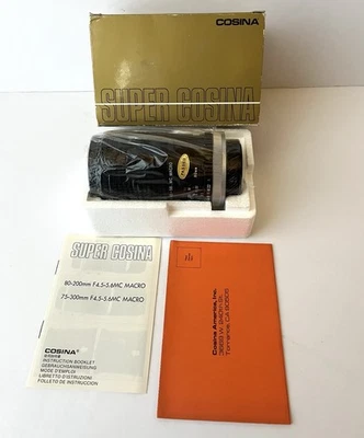 New!! Vintage COSINA MC Macro 80-200mm F:4.5-5.6 Camera Lens for Canon FD Japan - Image 1 of 3