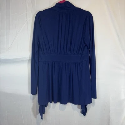 Chelsea & Theodore Navy Draped Front Cardigan Size Small - Image 1 of 4
