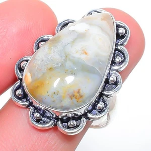 Natürlicher Ozean Jaspis Edelstein Handarbeit Antik Design Schmuck Ring Gr.10 W2494 - Bild 1 von 3