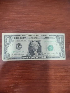 1963B JOSEPH W BARR Note E60067070F Fancy Serial Number One Dollar Bill - Picture 1 of 17