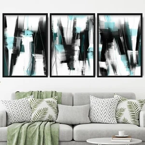 3 impresiones artísticas abstractas negras y acuáticas de pintura texturizada original tamaño mezcla V1 - Imagen 1 de 5