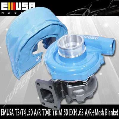 Compresor EMUSAT AZUL 3/T4 híbrido turbo .50 A/R turbina 0,63 A/R + manta de malla Foto 1 de 4