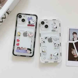 Cute Snoopy & Charlie Brown Clear Wallet Phone Case for iPhone 16 15 14 13 12 11 - Afbeelding 1 van 12