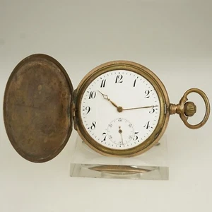 WORKING! Gold pl. Fullhunter Pocket watch Men's no repeater no fusee no duplex - Picture 1 of 7