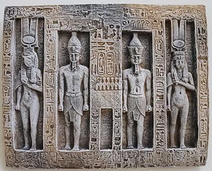 Escultura de pared egipcia antigua Ramsés y Nefertari 11" - Imagen 1 de 5