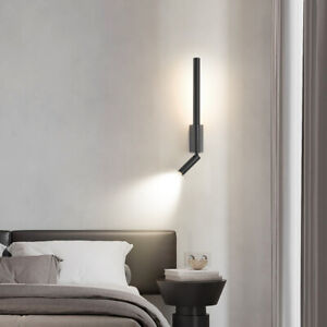 7W LED Bedside Reading Lamp Fixture 360°Rotatable Wall Light Tubular Push Switch