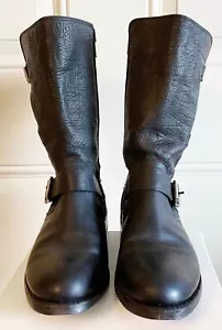 Frye Schnalle schwarz Motorrad hohe Lederstiefel Damen 7,5 B - Bild 1 von 7