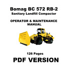 Bomag BC 572 RB-2 Compactor Operator Operation Driver Manual - PDF Version