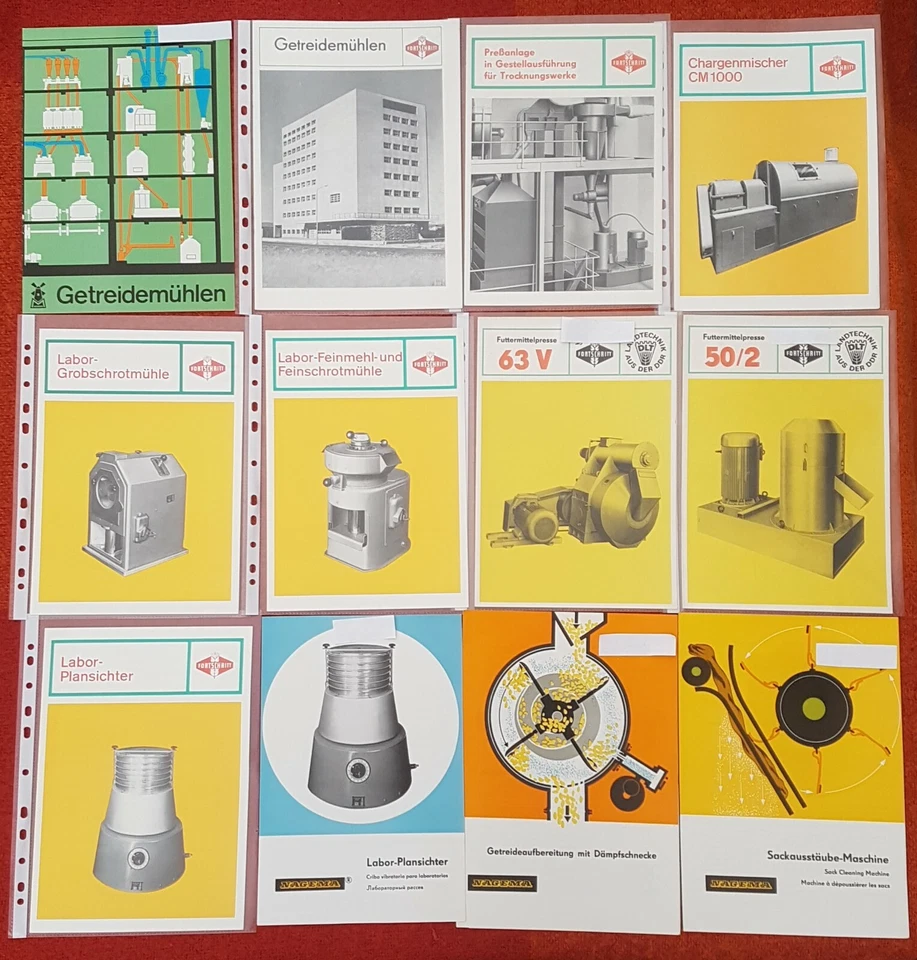 12 Prospekte Mühlenbau Dresden Fortschritt Landmaschinen,Teil 4,NAGEMA,DDR - Bild 1 von 1