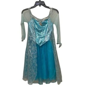 Disney Parks Frozen Elsa Dress Costume Girls Size M 7-8 Sparkle Ice Queen - Picture 1 of 12