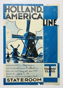 CRUISE SHIP FLIER: 1945 Holland-America Line - Nieuw Amsterdam - NJ - Picture 1 of 2