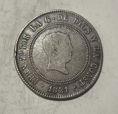 Spain - 1821 SR Silver 10 Reales - Scarce - Image 1 of 2