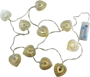 Christmas Concepts® 10 Warm White LED Metal Filigree Heart Shaped Lights -(L208) - Picture 1 of 1