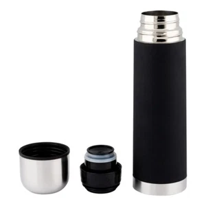500ml Stainless Steel Thermo Flask, Rubber Grip, Insulated, Hot & Cold, Black - Picture 1 of 2