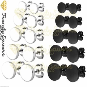 1 Pair Stainless Steel Mens Womens Silver Cheater Plugs Stud Earrings 3-12mm - Picture 1 of 9