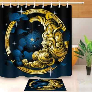 Revestimiento de cortina de ducha de poliéster impermeable para baño Gold Saints resistente al agua - Imagen 1 de 8