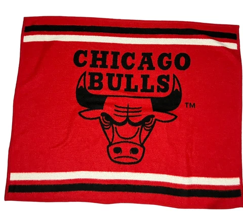 Chicago Bulls Throw Blanket Biederlack 47x58 NBA Basketball Jordan Era VTG 90s Cover