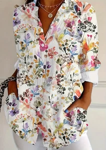 SILKY SOFT FLORAL PRINT BUTTON FRONT LONG SLEEVE SHIRT BLOUSE WMNS PLUS 22 *NIP* - Bild 1 von 8