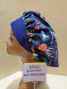 Jellyfish & Coral Women's Bouffant Surgical Scrub Hat/Cap Handmade - Picture 1 of 5
