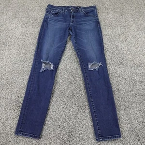 AG Adriano Goldschmied Jeans Womens 29 Blue Denim Slim Straight Low Rise Stretch - Picture 1 of 13
