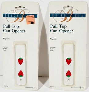 2 Vintage Bright Idea Strawberry Pull Top Can Opener Magnetic Beer, Pop, Soda - Picture 1 of 6