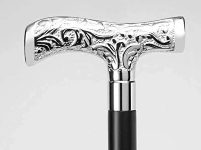 Bastón negro de latón plateado hecho a mano victoriano hombres mujeres bastón para caminar bastón para caminar Foto 1 de 4