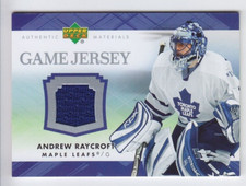 2007-08 UD SERIES 1 ANDREW RAYCROFT JERSEY GAME USED BLUE Authentic Maple Leafs