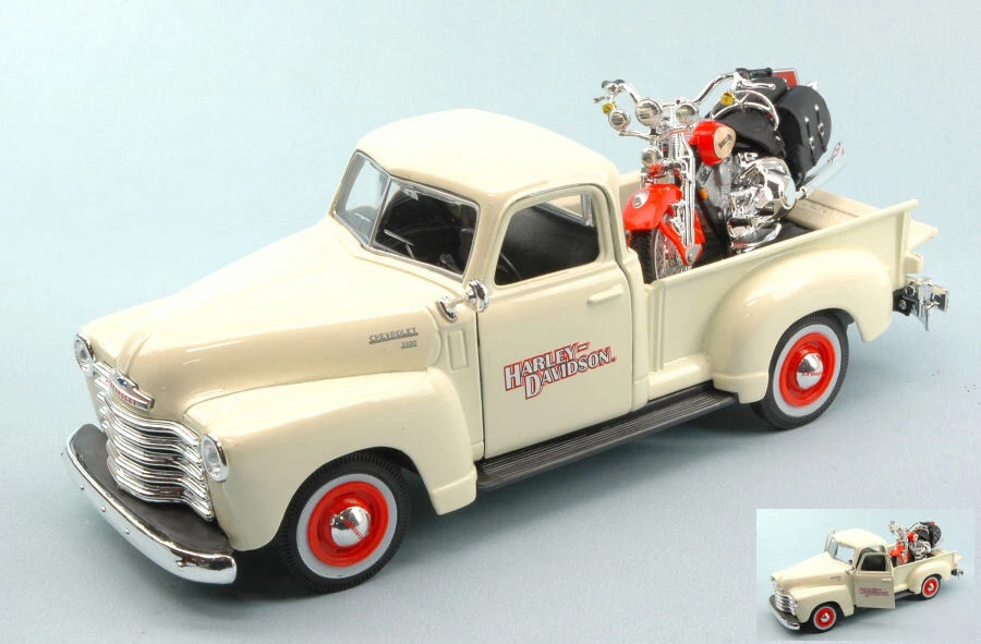 Maisto CHEVROLET 3100 PICK UP 1950 1:25 + HARLEY DAVIDSON 2001 HERITAGE 1:24 - Imagen 1 de 1