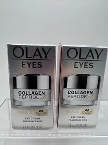 (2) Olay Regenerist Collagen Peptide 24 MAX Eye Creme Fragrance Free .5oz - Picture 1 of 4