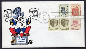 1977 1c-4c Americana Low Values (1581-1584) - Ellis Animated COMBO FDC NW904 - Picture 1 of 1