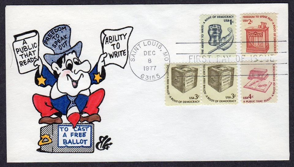 1977 1c-4c Americana Low Values (1581-1584) - Ellis Animated COMBO FDC NW904 - Image 1 of 1