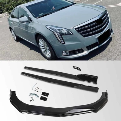 Gloss Lower Front Bumper Lip Spoiler & Side Skirt Splitter For Cadillac CTS ATS - Imagem 1 de 4