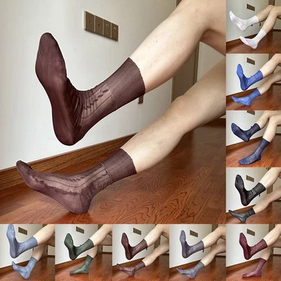 Calcetines transparentes transpirables de jacquard para hombre para vestir de negocios con tubo Foto 1 de 4