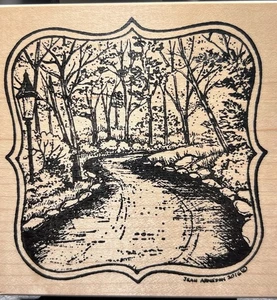 STRAßENWEG Kiefer BÄUME Landschaft Natur Stempel Northwoods Landschaft Holz - Bild 1 von 4