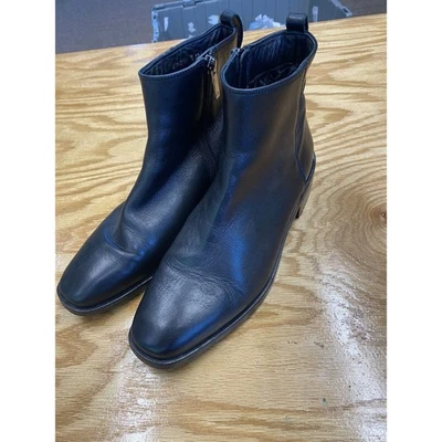 Botines Aquatalia para mujer 9,5 cuero negro cremallera lateral tacones bloque S32 Foto 1 de 4