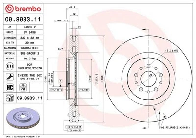 Disco de freno ALFA ROMEO 147 3.2 GTA 09.8933.11 Foto 1 de 2