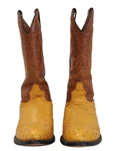 Men's El Presidente Gold Collection Ostrich Quill Cowboy Boots Size 12.5 - Picture 1 of 14