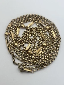 Antique Victorian Fancy Link Balls Long Length Chain Guard Chain Boxed - Picture 1 of 16