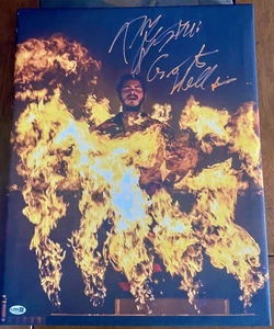 L@@K! Post Malone SIGNIERTES 16x20 Leinwand Foto mit Go To Hell Inschrift! JSA COA - Bild 1 von 6