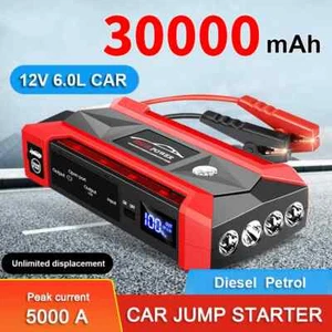 Car Battery Starter 30000mAh Portable Charger Auto Jump Starter 12VPetrol Diesel - Picture 1 of 26