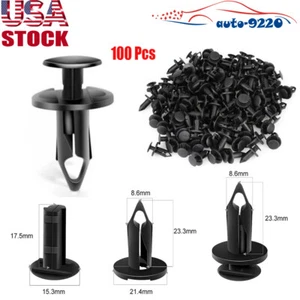 100X 8mm Bumper Clips Auto Car Hole Plastic Rivets Fastener Fender Push Pin &055 - Picture 1 of 7