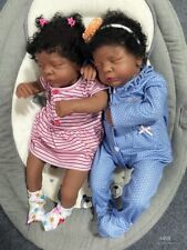 19" African American Doll Twins Black Skin Reborn Baby Doll Newborn Handmade Toy