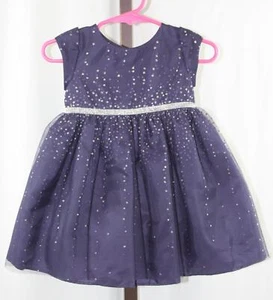 Cherokee Baby Girl Navy Silver Sparkle Sleeveless Party Holiday Dress Sz 9 Mo - Picture 1 of 3