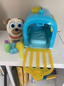 Disney Junior Puppy Dog Pals Rolly Plush Stuffed Toy 6” Travel Crate Accessories