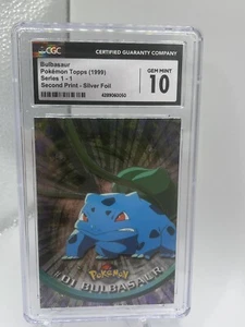 1999 Topps Pokemon Series 1 #1 BULBASAUR CGC 10 srebrna folia - Zdjęcie 1 z 1