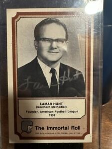 Lamar Hunt Signed 1975 Fleer Football Card #30 Immortal Roll Chiefs SSP