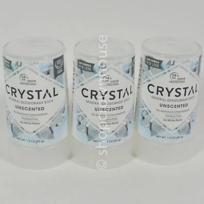 3 barras desodorantes minerales de cristal SIN PERFUME sin aluminio tamaño de viaje de 1,5 oz Foto 1 de 2