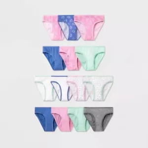 New Cat & Jack 14 Pack Multi Pattern Bikini Underwear Girls 100% Cotton Size 10 - Picture 1 of 9